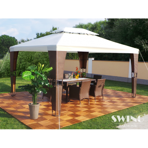 Polyrattan havepavillon 3x4m brun polyrattan havepavilloner og ...