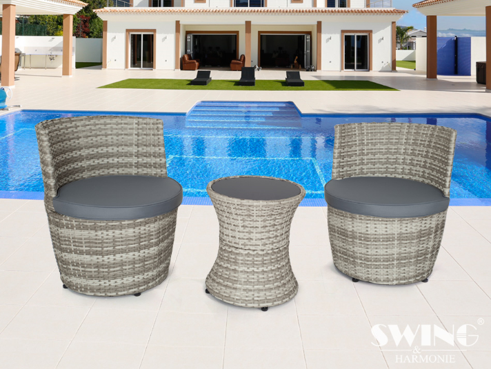 Polyrattan loungesæt med sorte loungestole og loungebord ... Haveindretning billeder