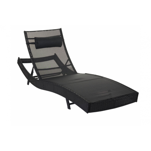 Polyrattan solseng sort liggestol havemøbler polyrattan ...