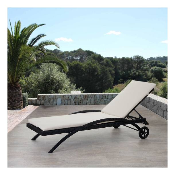 Polyrattan solvogn antrazit sort liggestol og solseng havemøbler ...