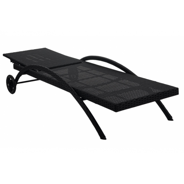 Polyrattan flet solvogn brun meleret liggestol og solseng ...