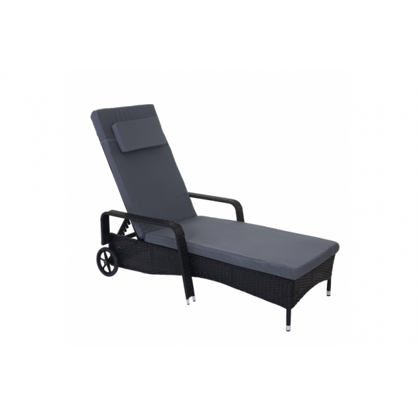 Polyrattan aluminium solseng sort luksus solvogn og liggestol ...