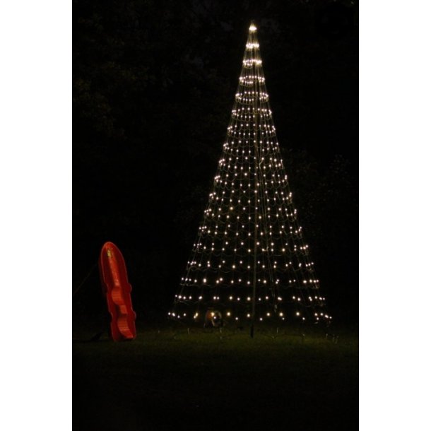 Lysnet på 1,8 meter inkl. flagstang - 180 cm lystræ med 192 varm hvid